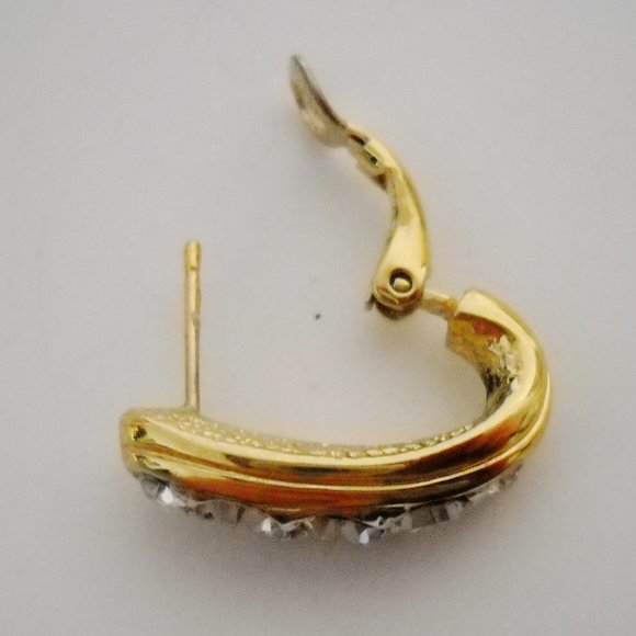 AV Signed Earrings Jacket Set Crystal Rhinestone Gold Tone Metal Oval Drop Post - Picture 11 of 13